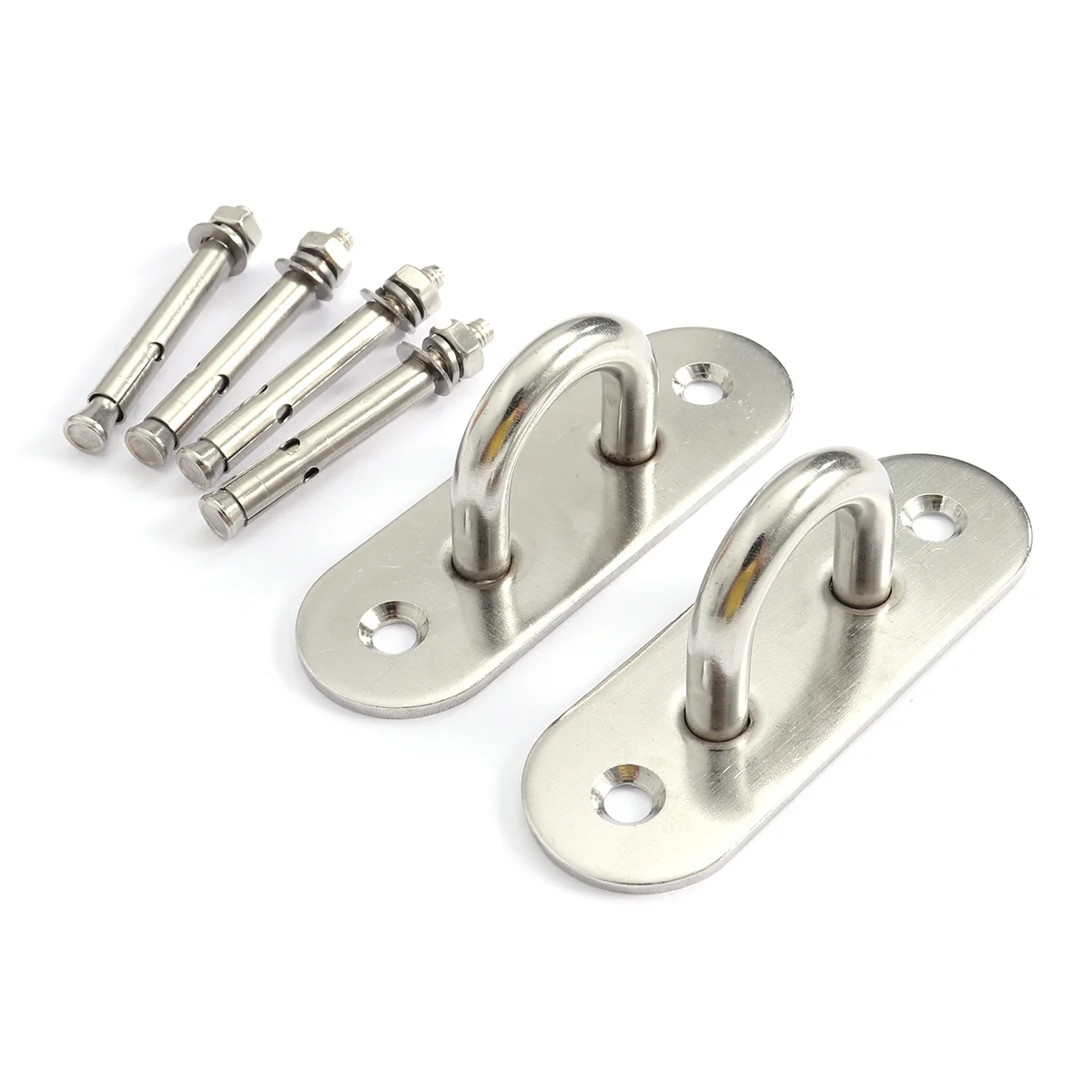 2 PCS Stainless Steel U Shaped Ceiling Hooks with Accessories - Size Large (Silver) ceiling mount hook