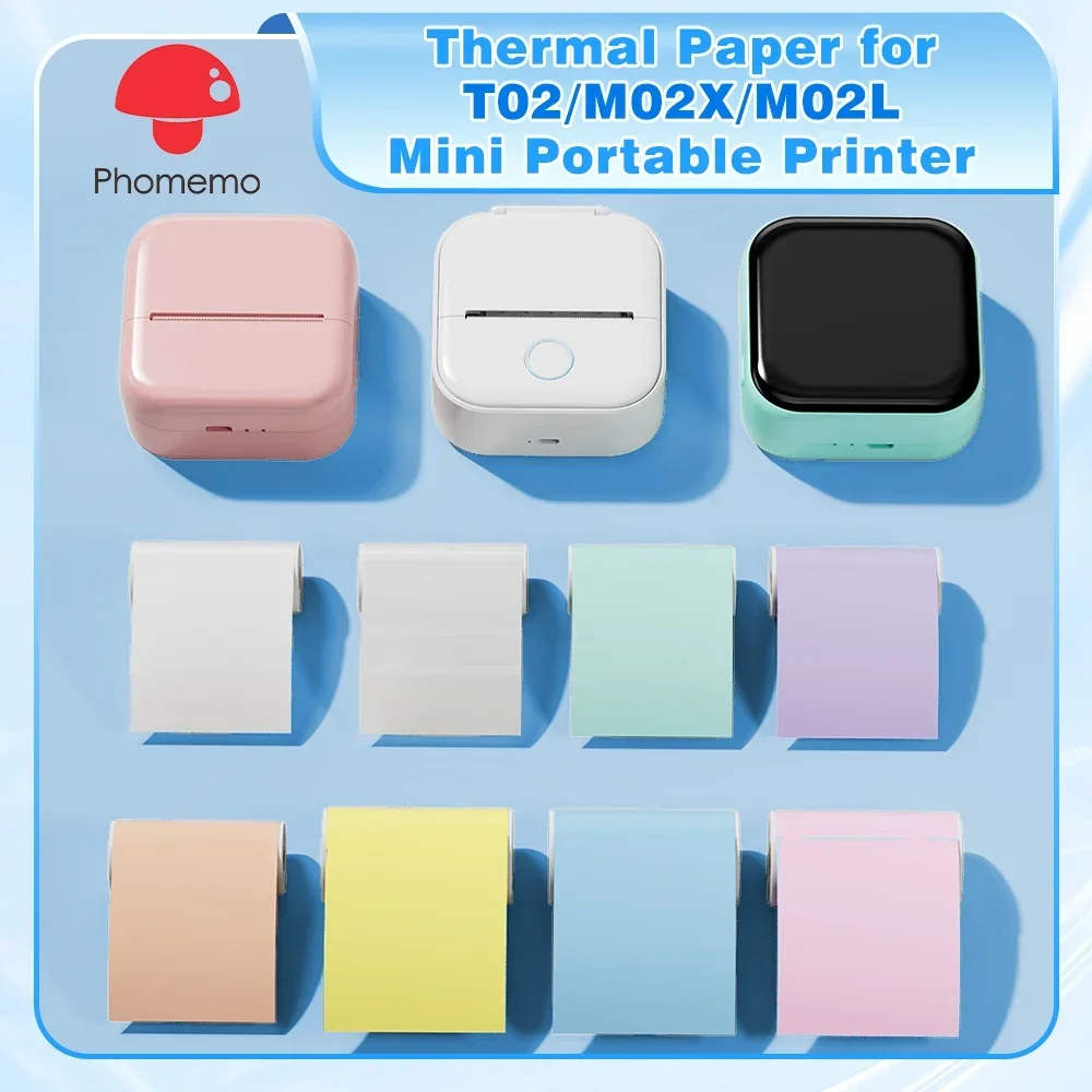 3Rolls HD Mini Portable Printer Thermal Paper Universal 50mm Self-adhesive Paper Label Sticker For Phomemo T02/M02X/M02L Printer