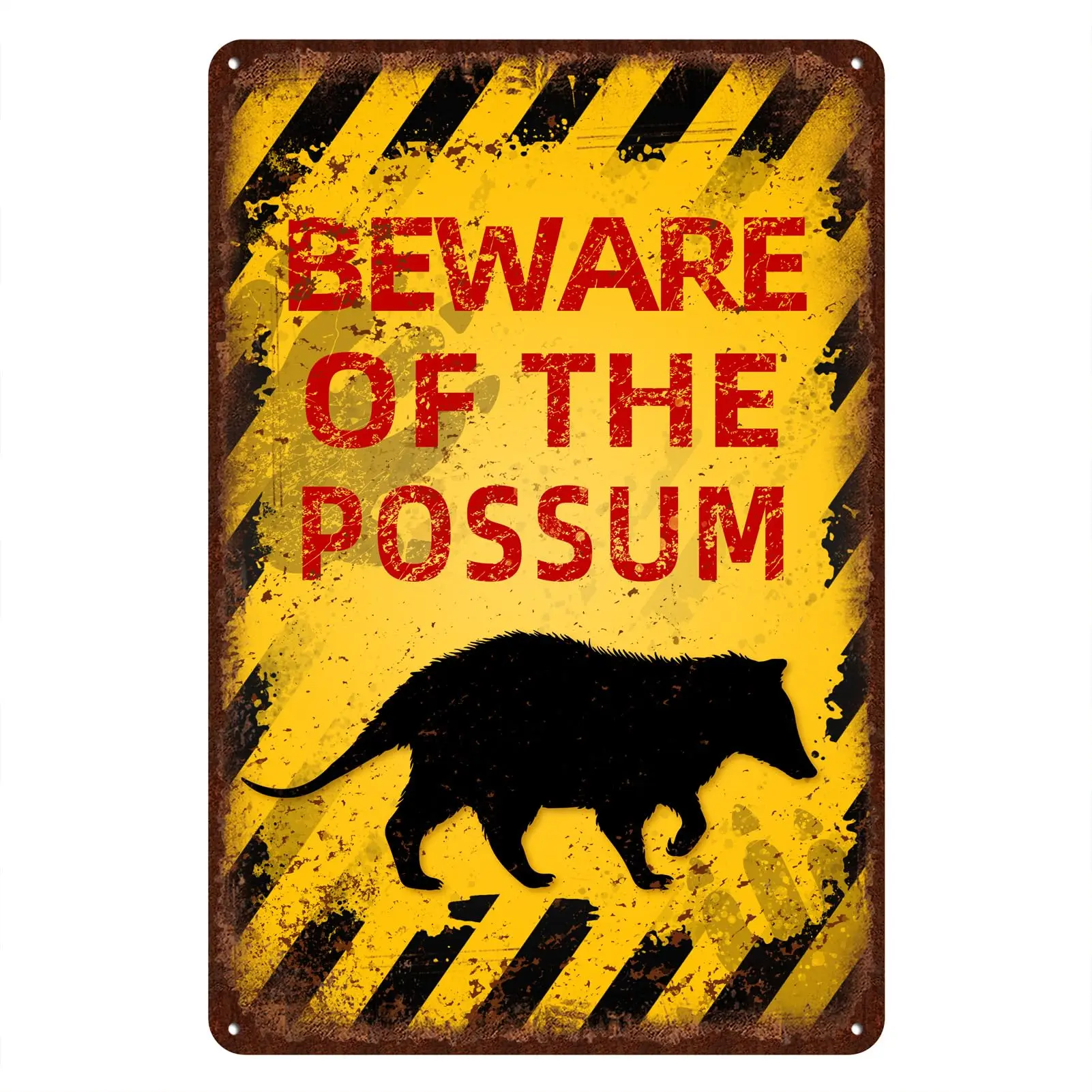 Vintage Possum Metal Sign Beware of Possum Aluminum Sign Funny Beware Animal Decor 12