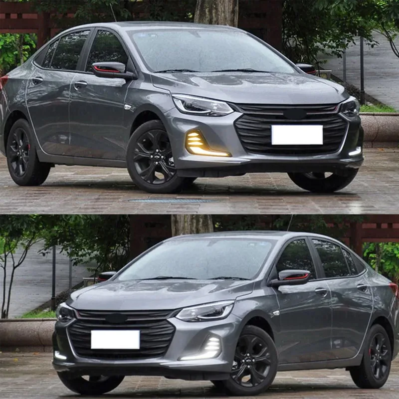 2PCS LED Daytime Running Light For Chevrolet Cavalier 2019 2020 2021 2022 DRL LED Fog Lamp Dynamic Yellow Turn Signal Car 12V