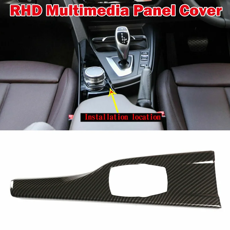 RHD Car Interior Carbon Fiber Look Multimedia Panel Cover Trim Right Hand Drive Fit For BMW 3 4 Series F30 F33 F36 2014-2019