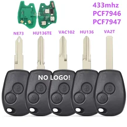 NO LOGO!1PCS 2 button Remote Key For Renault Duster Modus Clio 3 Twingo DACIA Logan Sandero Kangoo 433MHz PCF7946 PCF7947 Chip
