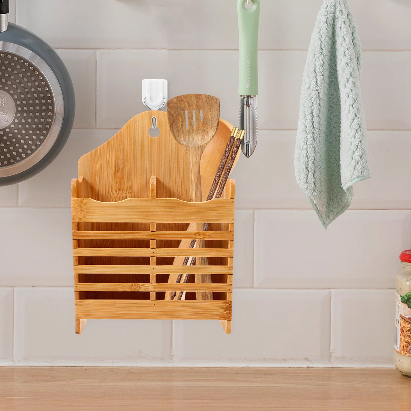 

Chopsticks and Bamboo Storage Tray Cutlery Organizer Foldable Holders Drying Rack