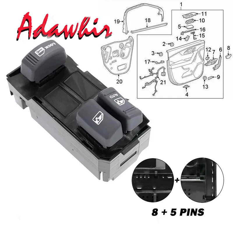 15151356 For Chevrolet Blazer Suburban S10 Tahoe GMC Jimmy Yukon Front Master Driver Side Electric Power Lifter Window Switch