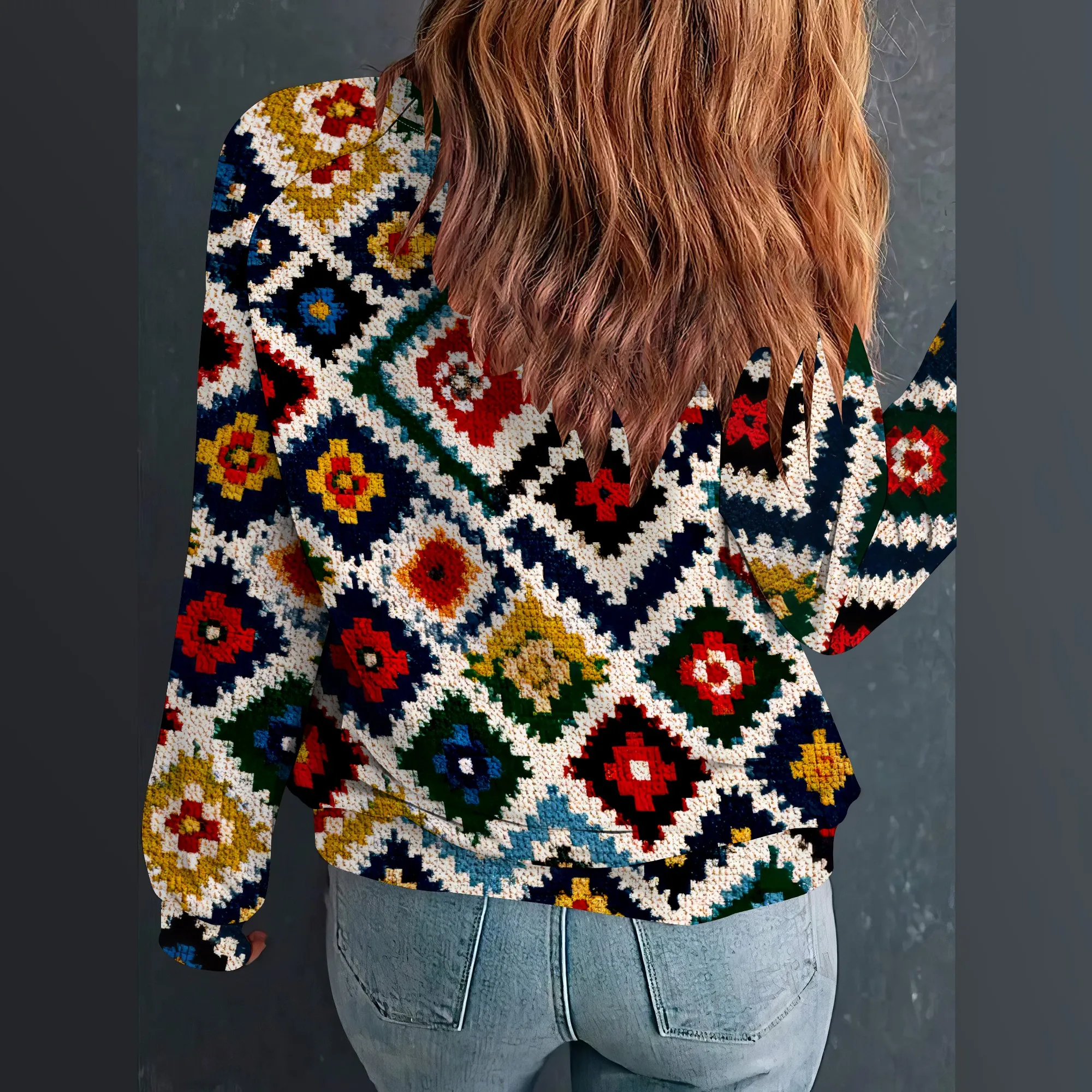 المرأة Crewneck كم طويل بلوزات موضة الربيع البلوز سترة علوية 2025 الشتاء السببية العصرية وتتسابق