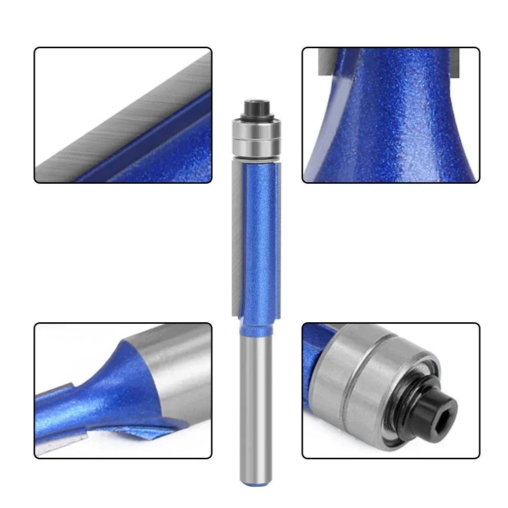 1pc 6.35mm Shank Flush Trim Bit Router Bit With Double Bearing Milling Cutter For Wood Router Bit Face Mill Woodworking Tools