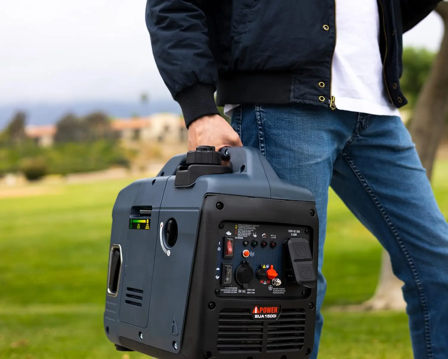 Portable Inverter Generator, 1500W Super Quiet, EPA & CARB Compliant CO Sensor, Portable Ultra-Light Weight For Backup Home Use