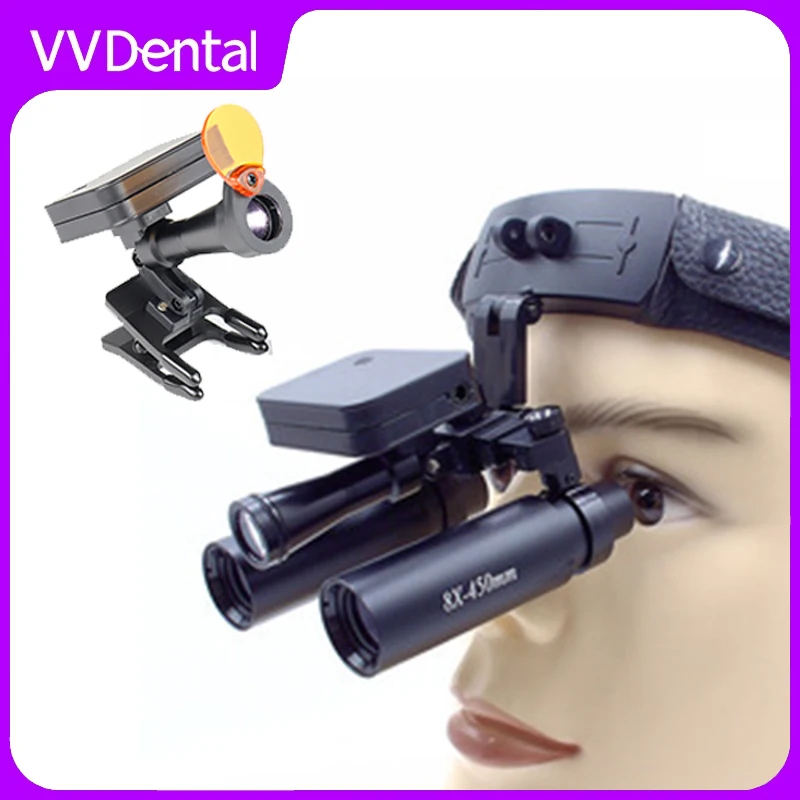 VVDental 5W Kabellose LED-Kopflampe für Zahnärzte - Wiederaufladbares Clip-On-Design mit Optischem Filter für Lupen & Chirurgische Vergrößerungsgläser mit