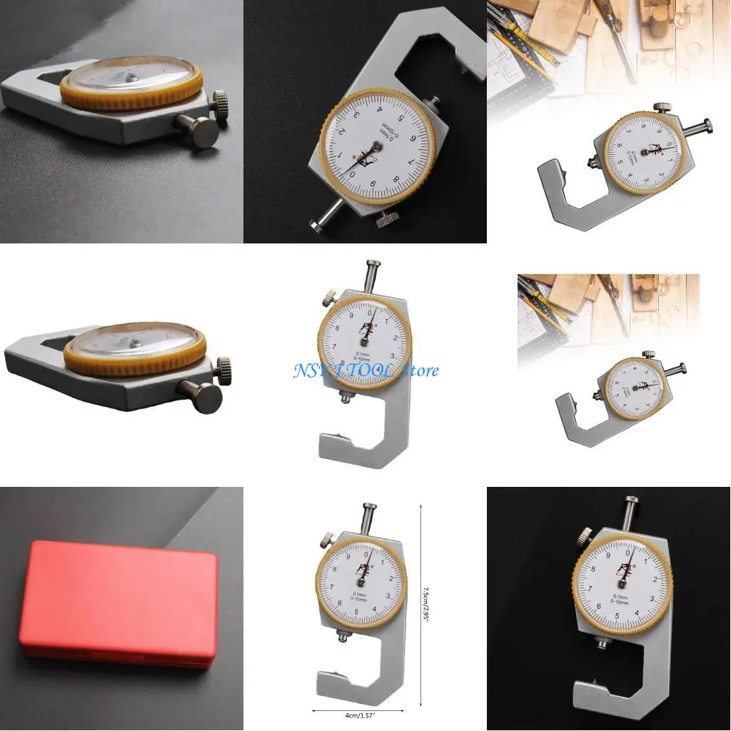 

L8RC Thickness Gauge Round Dial Portable Accurate Measuring Paper Wire Steel Pipes Ranges 0 to 10mm Accuracy 0.1mm