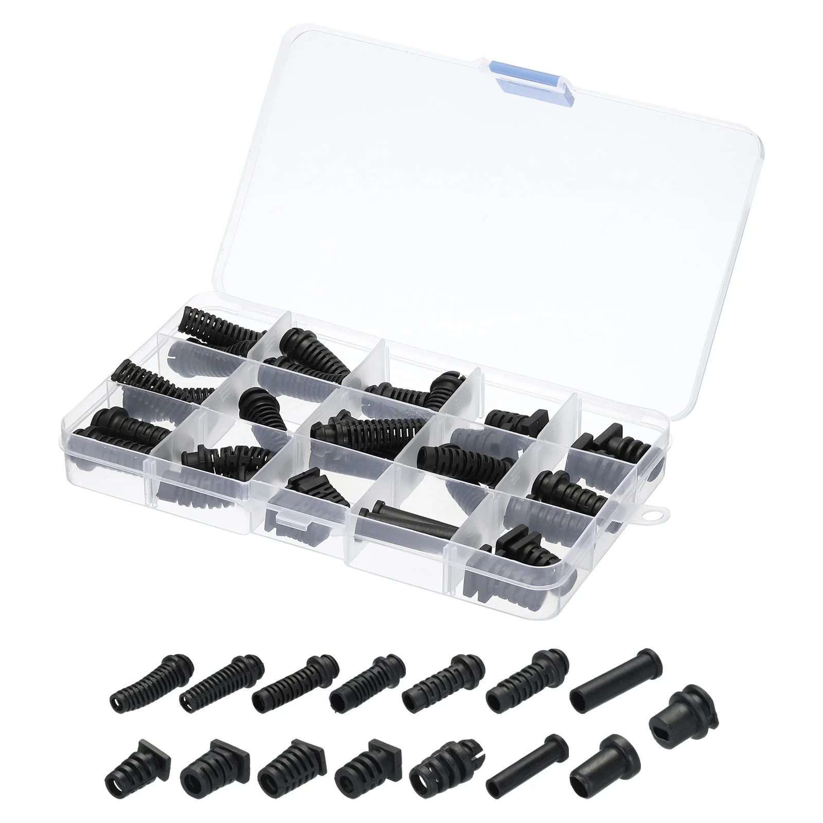 15-139pcs Strain Relief Cord Connector Assortment Cable Bushing Boot Sleeve for Electric Cable Cord Insulation Protection