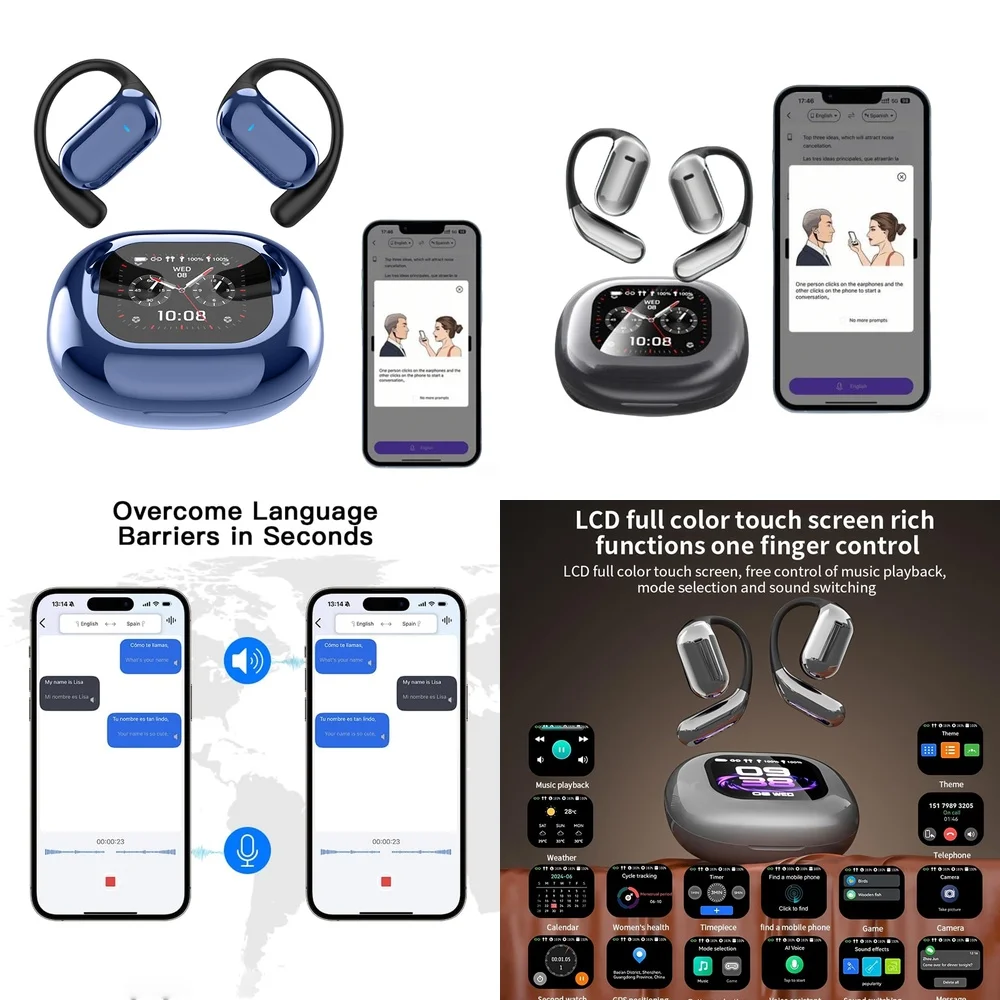 OWS AI Language Wireless Earphone for iPhone Android with 144 Online Languages Real Time  Earbuds for Travel Trending Products