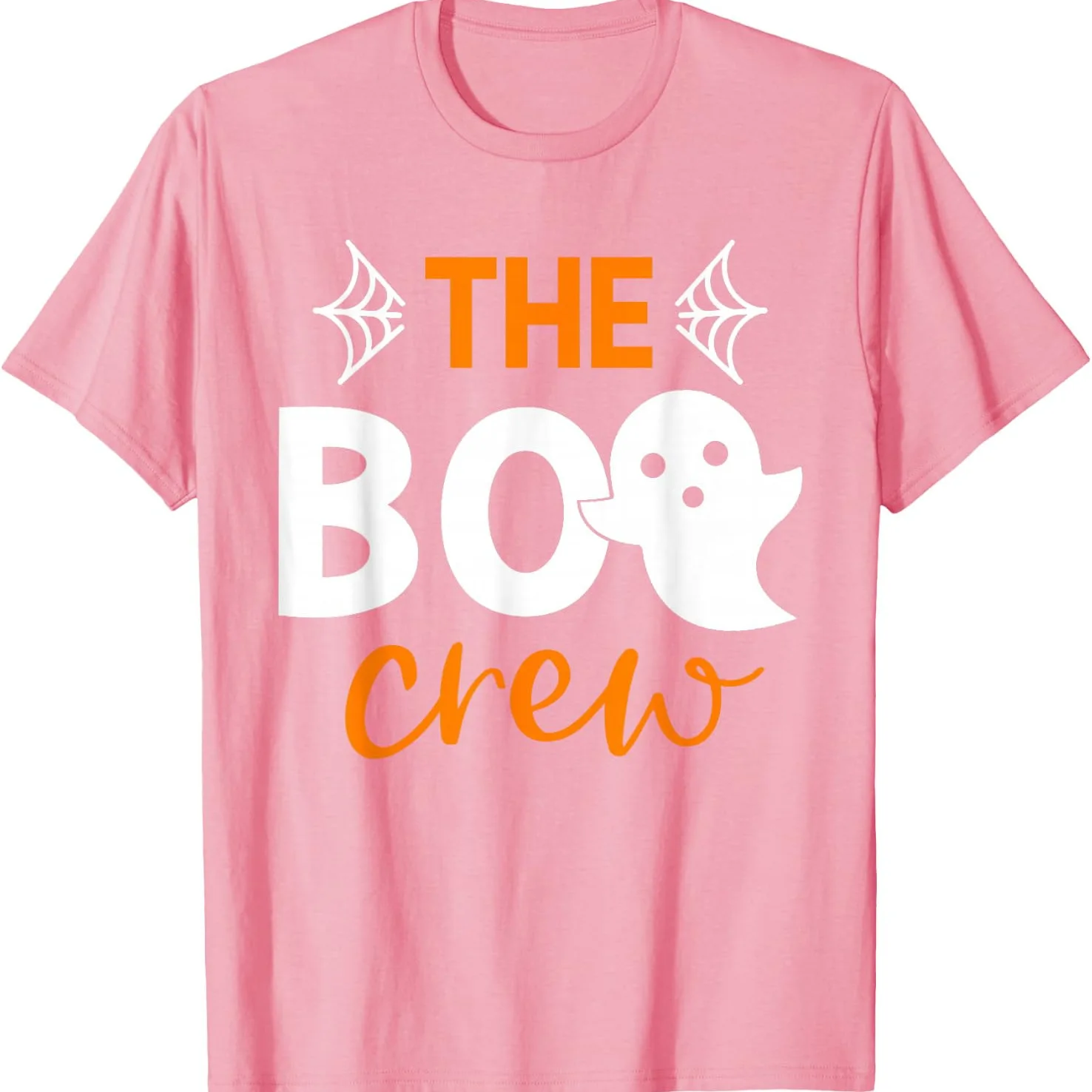 Halloween Boo Crew Unisex Vintage Ghost Pumpkin Print Short Sleeve T-Shirt Casual Loose Fit Polyester round Neck Top