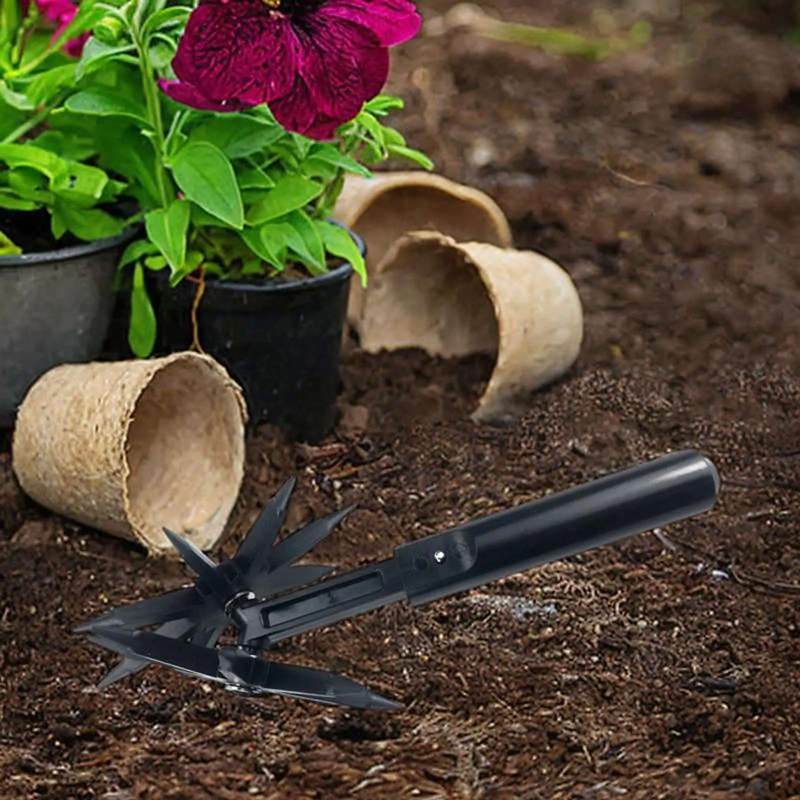 Hand Tiller ABS Garden Tool Soil Aerator Garden Equipment for Grass Lawn Maintenance and Soil Mixing