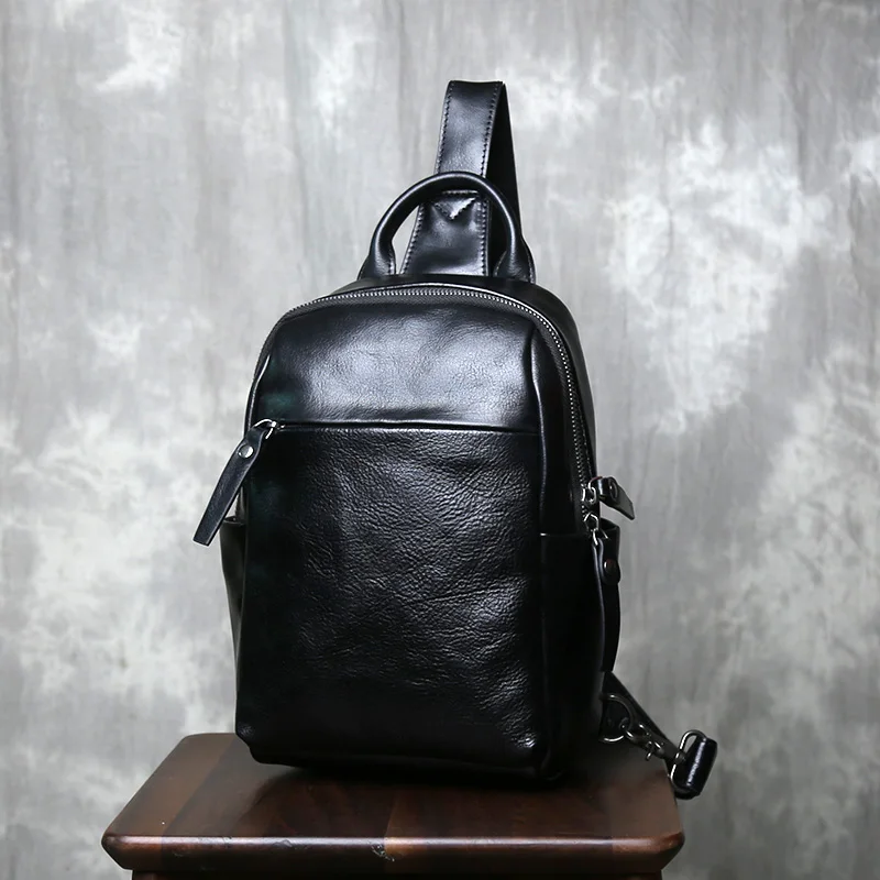 

Handmade New Leather Chest Bag Men's Casual Trend Crossbody Bag Outdoor Top Layer Cowhide Simple And Fashionable Backpack