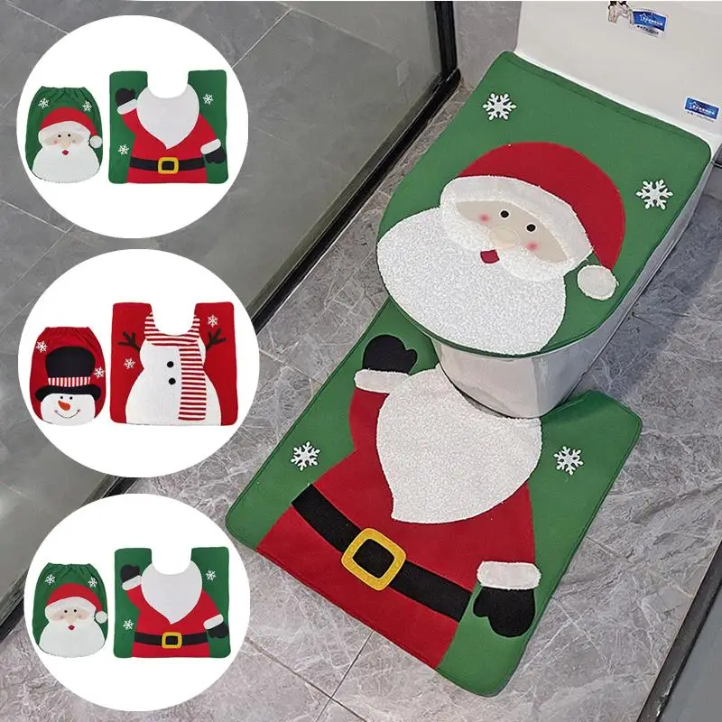 Matras kamar mandi lucu baru penutup tempat duduk Toilet Natal kreatif Santa Claus perlengkapan Natal untuk rumah Tahun Baru Navidad Hadiah Dekorasi