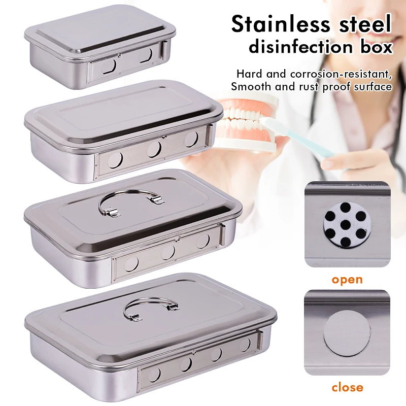 1pc Dental Disinfection Box Stainless Steel Surgical Tray Medical Equipment Tools Steriliser Container Storage Tray