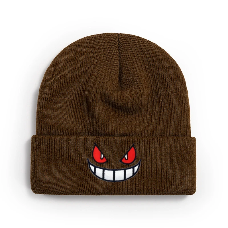 Europe and the United States new cartoon big mouth red eyes embroidered knitted hat warm hat autumn and winter wool hat.