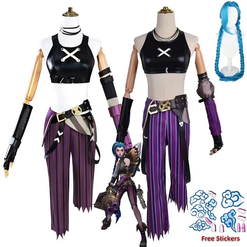 

LOL Jinx Cosplay Costume Anime LOL Arcane Jinx Cosplay outfit Halloween Costume