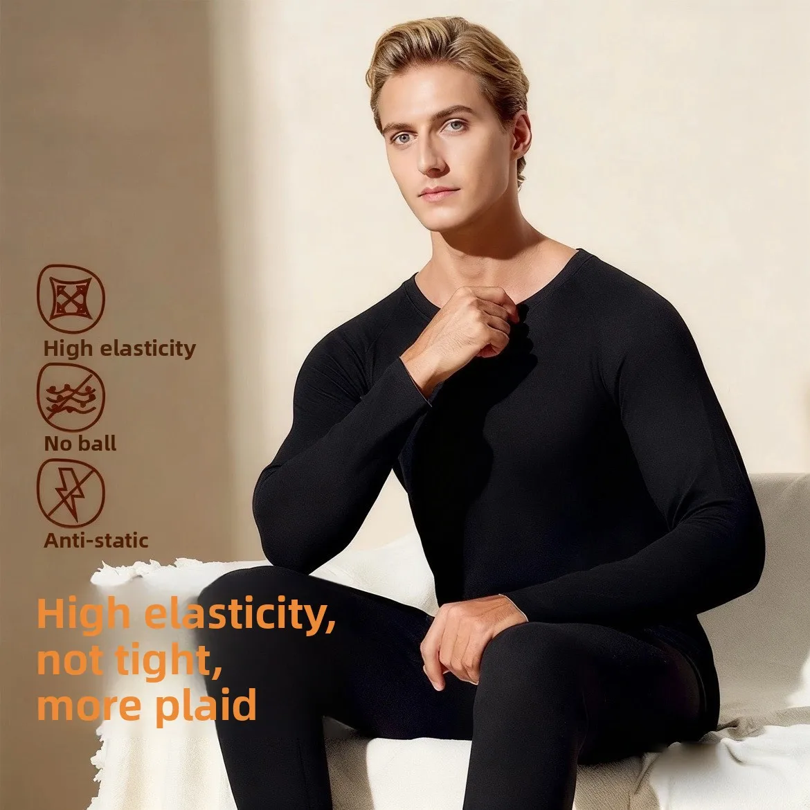 Men's Thermal Underwear Long Johns Wool Suit Acrylic Heating Mulberry Silk Long-sleeved Thickened Underwear