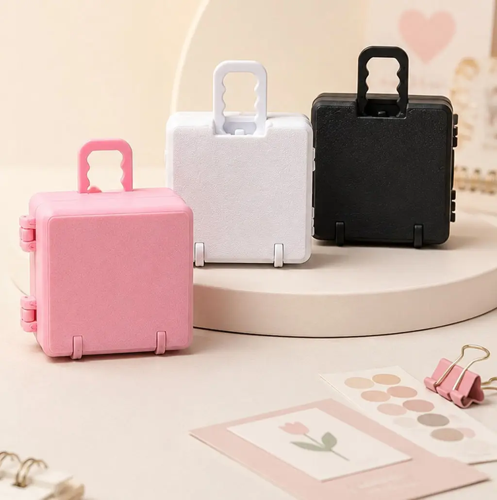Mini Suitcase Luggage Box Miniature,Dollhouse TravelAccessory,3 Color Portable Storage Case Prop for OB11 Doll Diorama Layout
