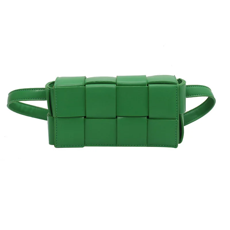 Woven Shoulder Bag Small Portable Bag Green New Fashion Versatile Chest Bag Women's Summer Cross-body Waist Bag