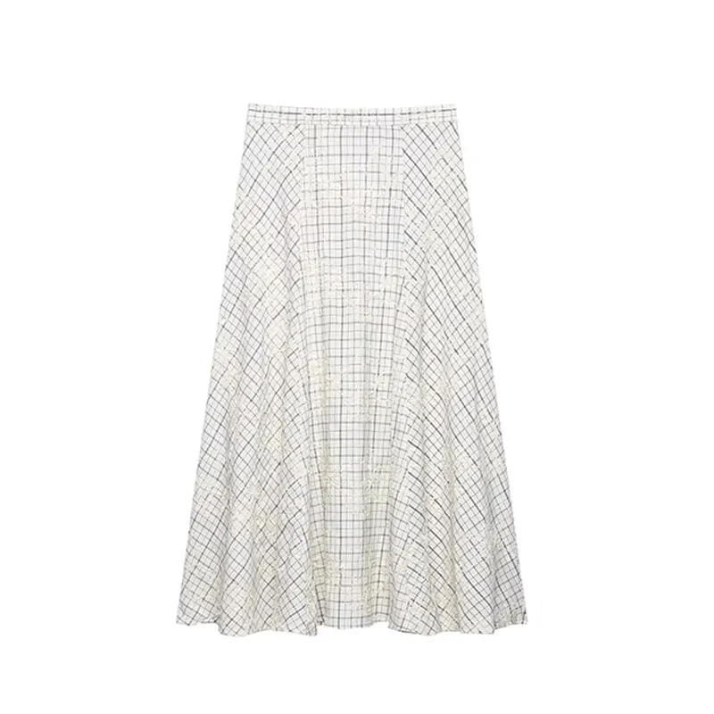 TFAFXY 2026 Summer Bow Plaid Embroidered Blouse Women Sets A-line Midi Long Skirt Suits Y2K - Image 4