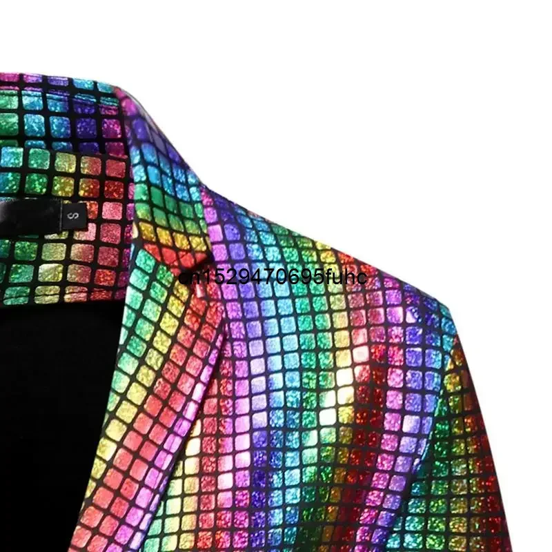 Sequins Blazers Shiny  Suit Jacket Halloween Outfits Two Button  Tuxedo Disco Glitter Party  For Men Dinner