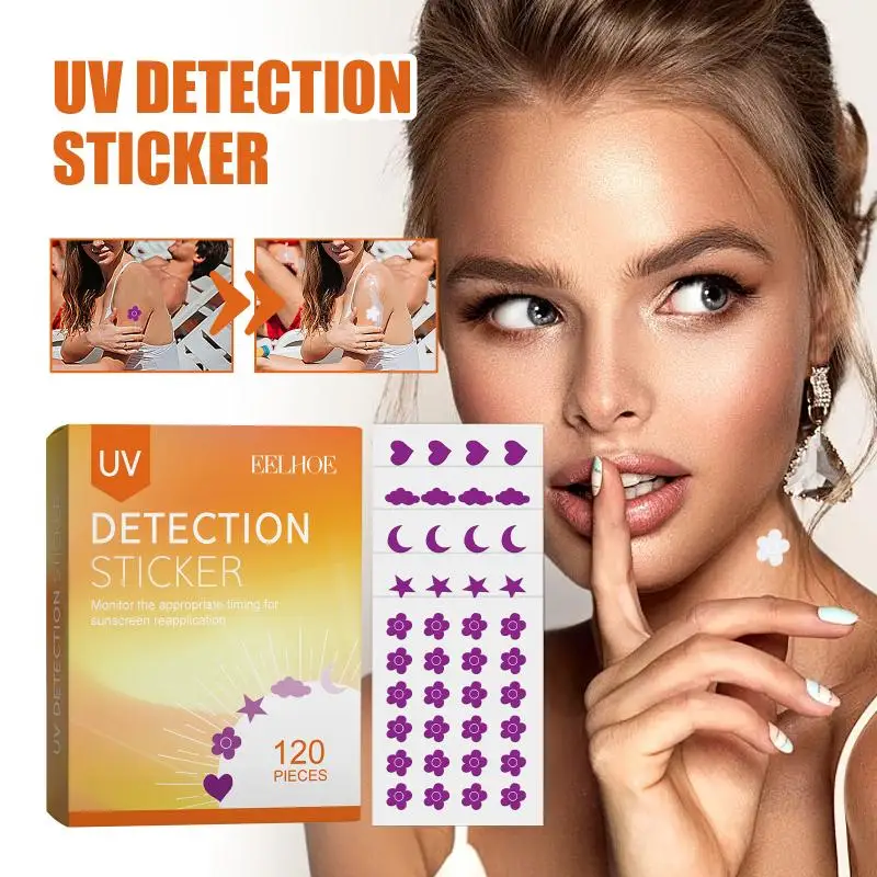 120pcs Uv Stickers Sun Patches,Outdoor UV Detection Stickers Protective Photochromic Patch Items for Summer & Beach Vacation.