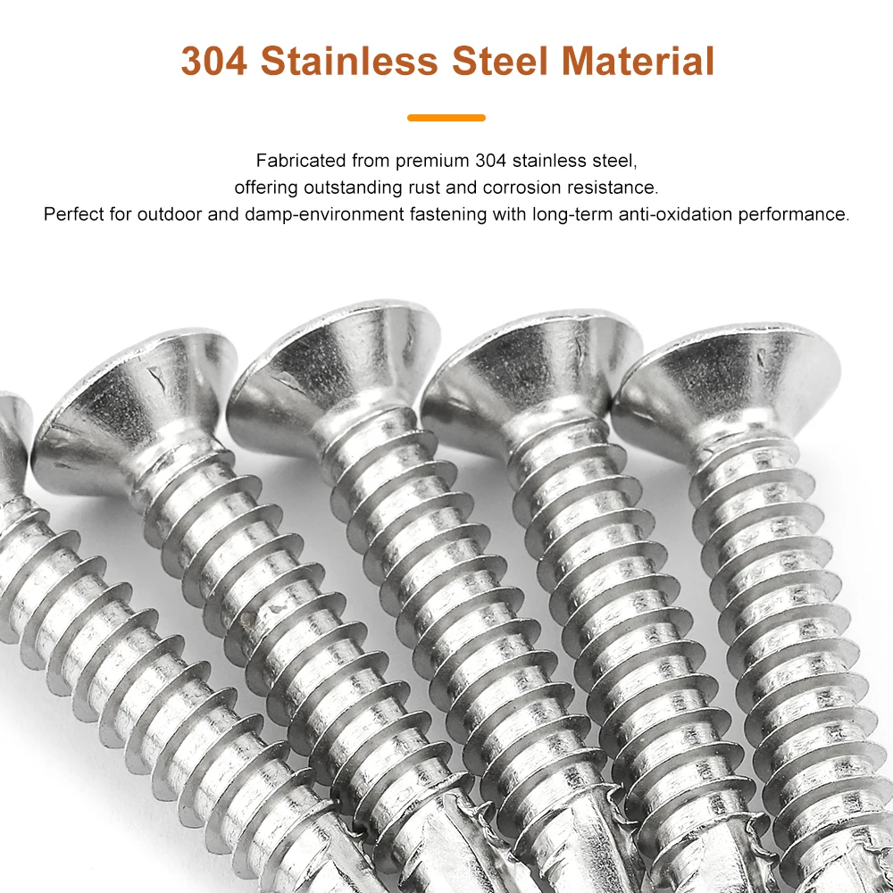 Phillips Flat Countersunk Head Self Drilling Screw M3.5 M3.9 M4.2 M4.8 M5.5 M6.3 304 Stainless Steel Good for Wood To Metal