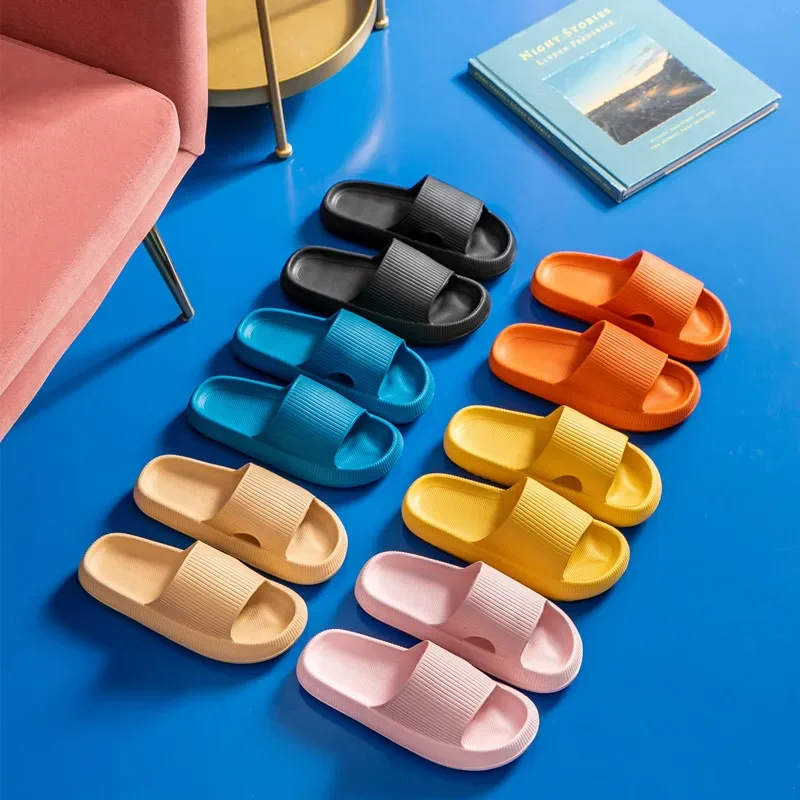 Women Thick Platform Cloud Slippers Summer Beach Eva Soft Sole Slide Sandals Leisure Men Ladies Indoor Bathroom Anti-slip Shoes