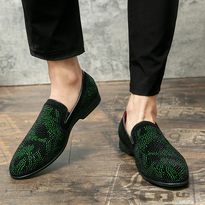 European High-End Bean Shoes Men's Leather Match Color Fashion Brand Business Casual Leather Shoes Slip-On Men's Shoes