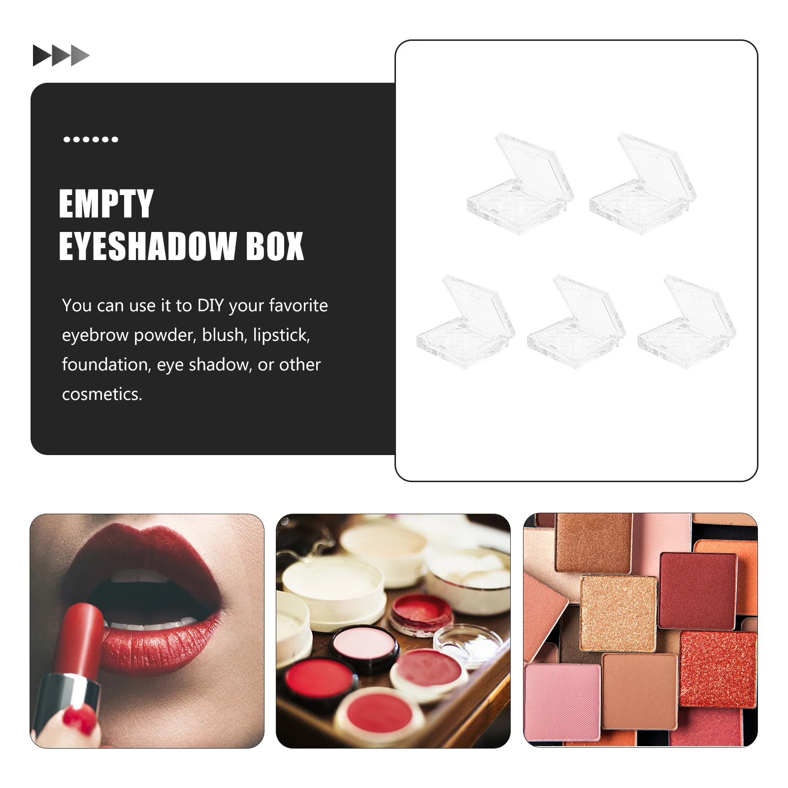 

5Pcs Empty Cosmetics Tray Compact Makeup Organizer Portable Refillable Eyeshadow Highlighter Blush Sub Container Travel Use