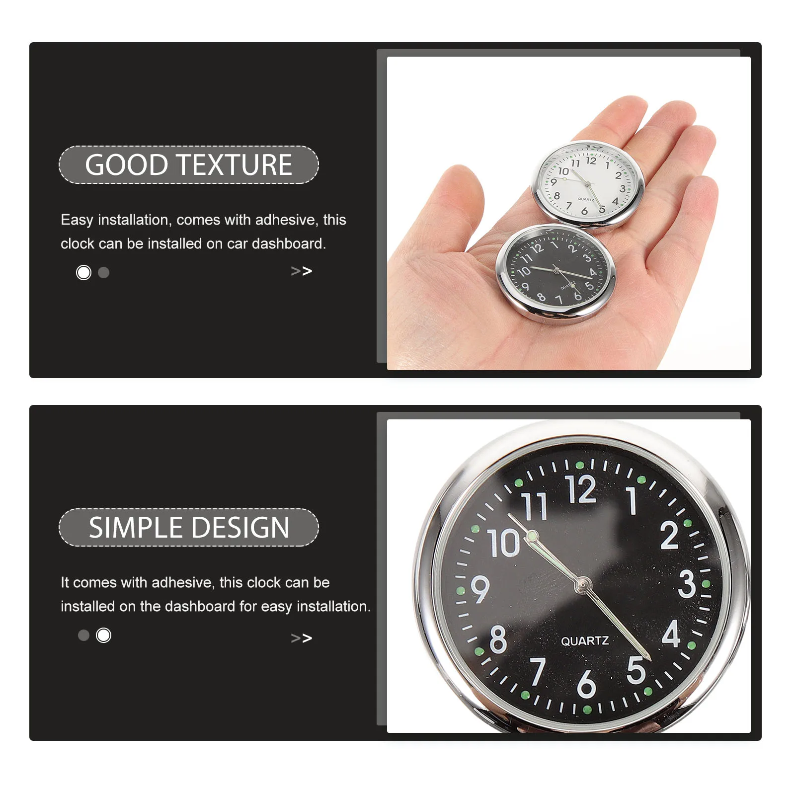 

2pcs Car Dashboard Clock Adhesive Luminous Pointer Easy Installation Decorative For Vehicle Truck Suv Car Horn Dash