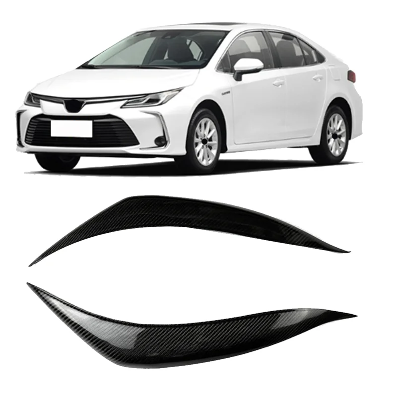 

Unique Car Real Carbon Fiber Front Headlight Cover Head Light Lamp Eyelid Eyebrow Trim For Toyota Corolla 2011-2013 Parts Access