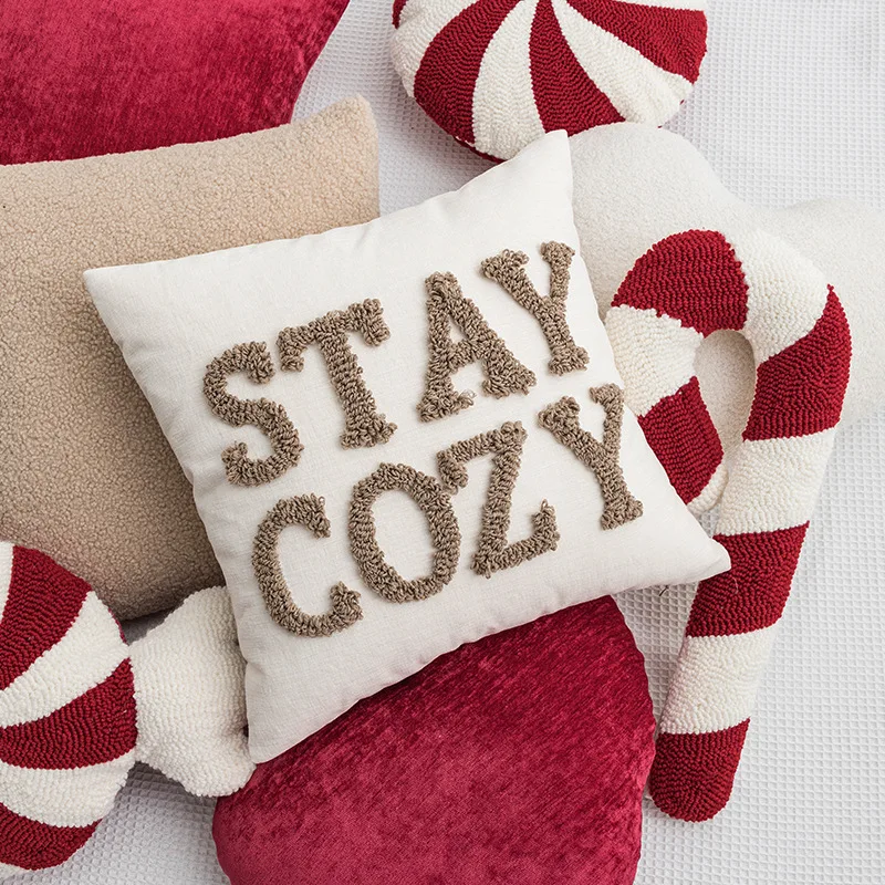 Ins Letter Loop Velvet Pillow Cover Sofa Decorative Pillowcase Nordic Style Creative Soft Cushion Cover Chenille Funda Cojin