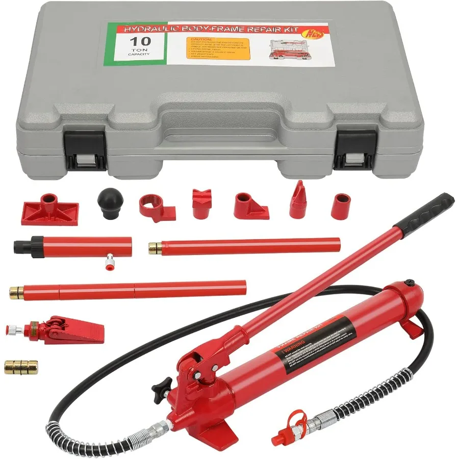 10 Ton Porta Power Hydraulic Kit, Porta Power Hydraulic Car Floor Jack Ram Auto Body Frame Repair Kit Tools for Loadhandler Truc