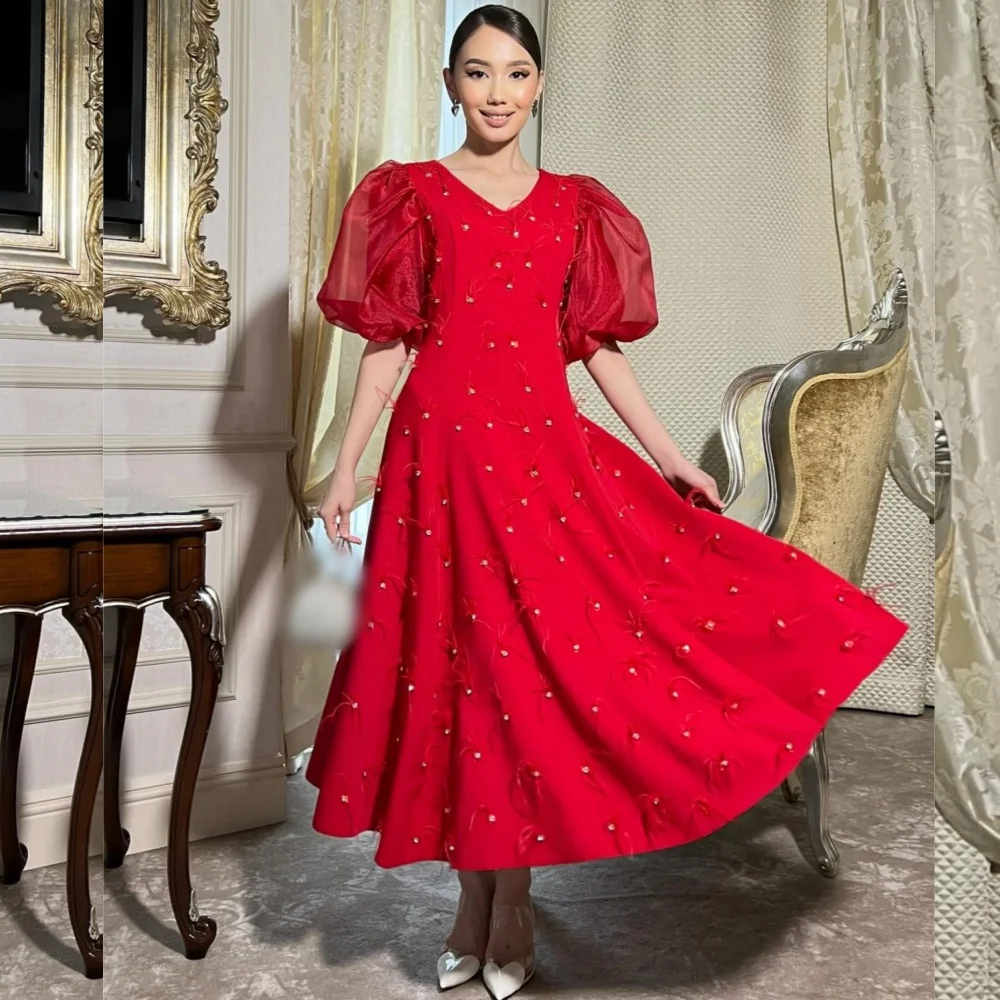 

Customized Formal Casual Jersey Sequined Pleat A-line V-neck Midi Dresses Bespoke Occasion Intricate Classic