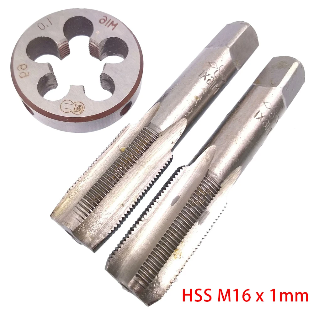 Tap & Die Set HSS M16x1mm Taper & Plug Tap & M16 X 1mm Die Metric Thread Right Hand HSS Screw Tap Drill Bit Set Hand Tools