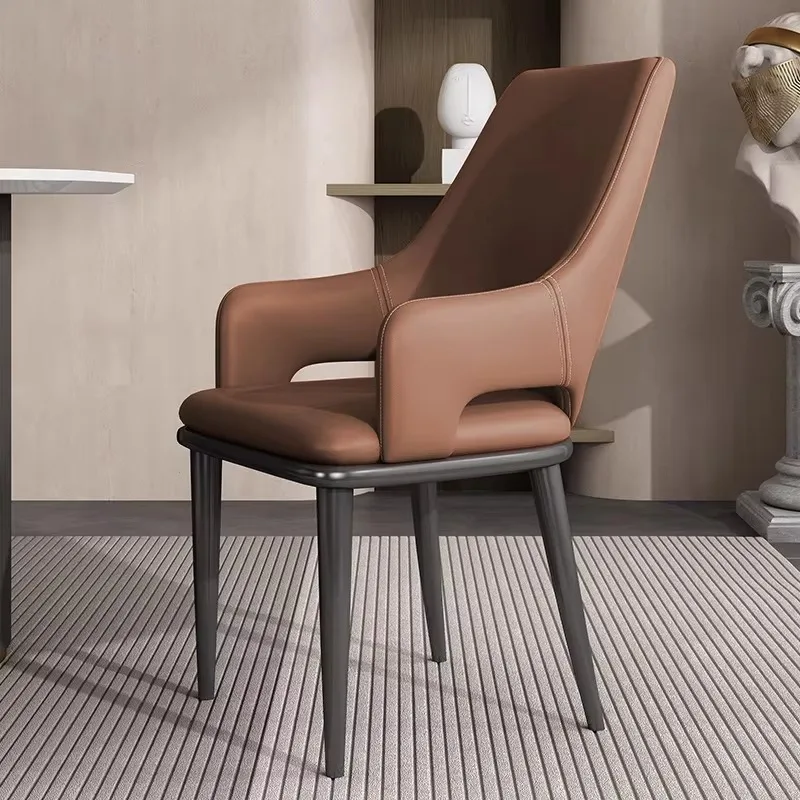High Back Hotel Restaurant Designer Metal Italian Nordic Leather Outdoor Dining Chairs Modern Luxury for Table and Chair Room view 2