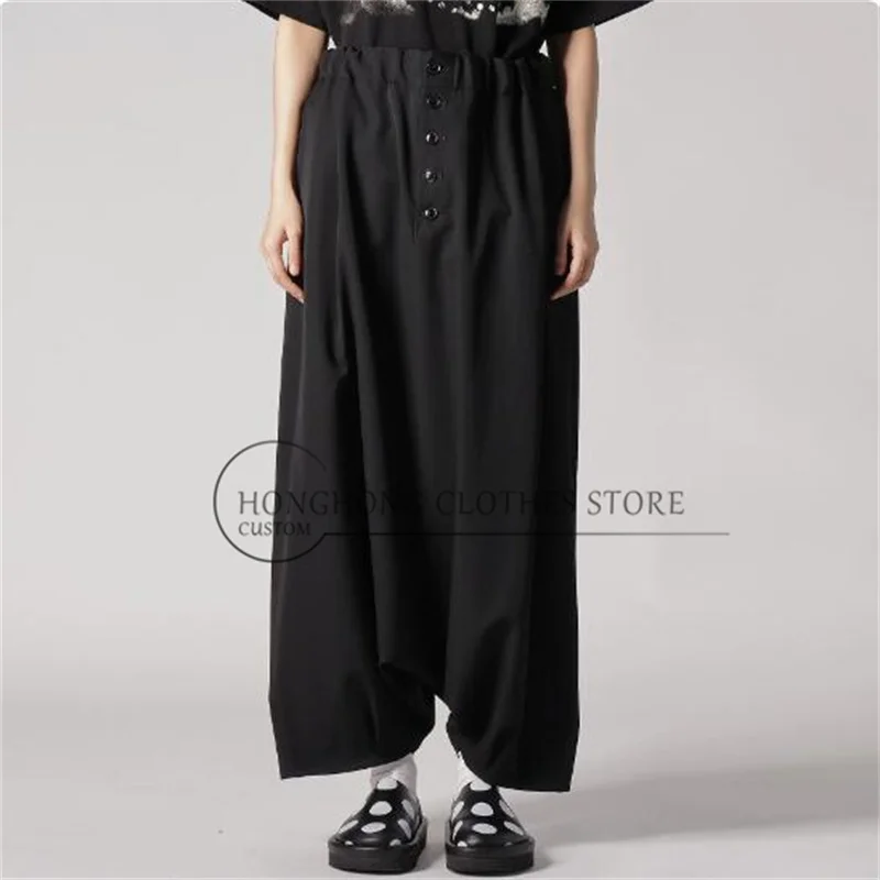 

Original elastic waist buttoned decorative straight pants - High-quality anti-wrinkle low-rise casual pants - Men's skirt pants