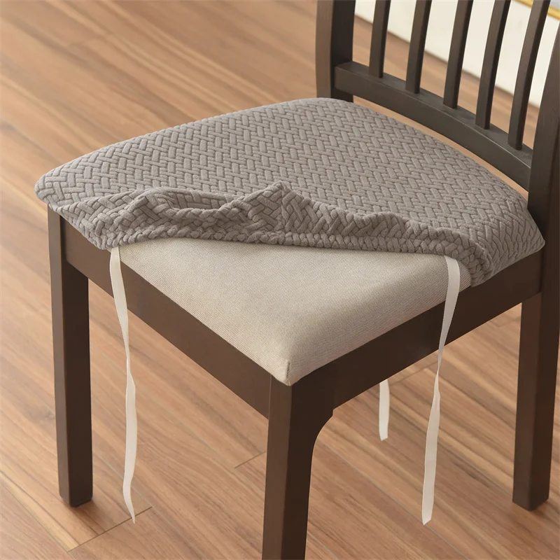 4pcs/set Stretch Dining Chair Seat Covers Jacquard Elastic Upholstered Chairs Cushion Slipcover Anti-Dirty Protector Removable