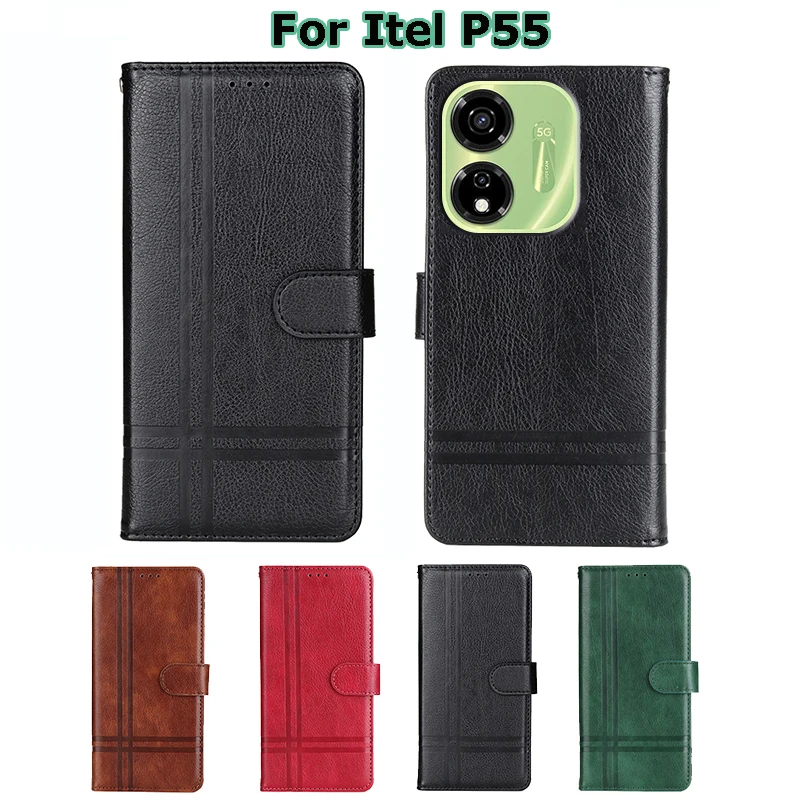 Vintage Leather Phone Case For Itel P55 2023 Coque Flip Capas Wallet Cover For Capinha De Celular Itel P55 P661N Power 55 чехол