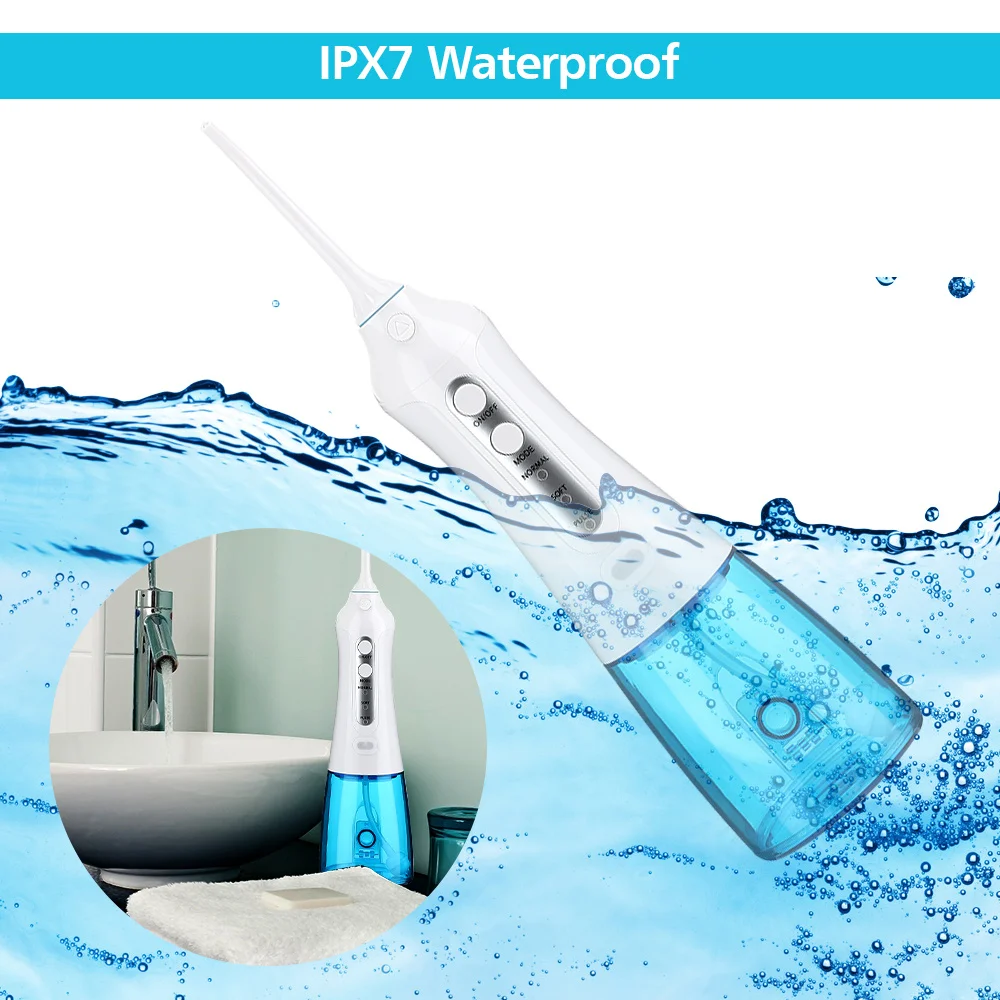 Oral Irrigator with DIY 3 Modes 6 Jets Dental Water Jet 300ML IPX7 Waterproof Water Flosser Rechargeable Teeth Cleaner Oral Care