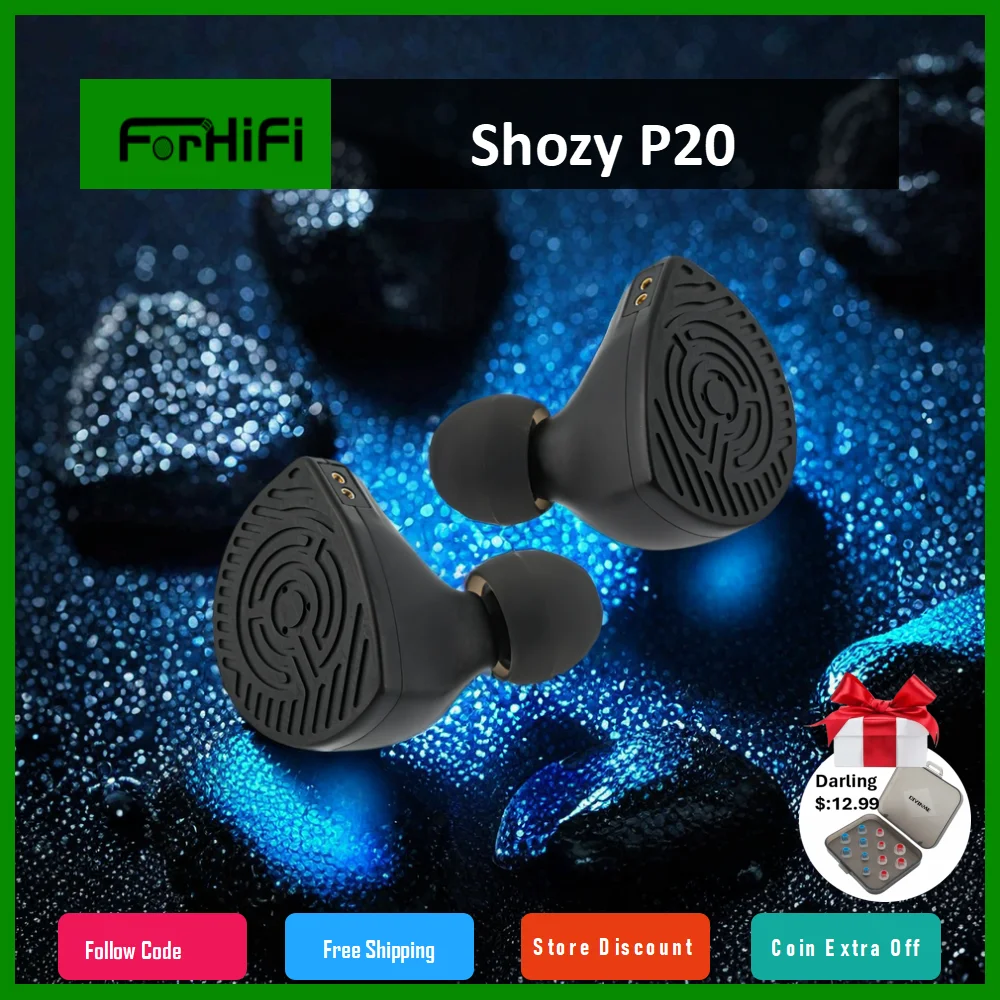 Shozy P20 14.5mm Large Diaphragm Dynamic Driver Earphone IEMs HiFi in-Ear Monitors Wired Earbuds for Audiophiles Musicians