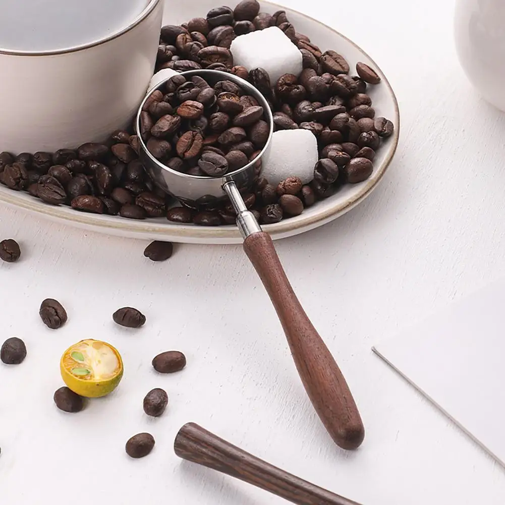 

Measuring Spoon with Wood Handle, Stainless Steel Baking Scoop, Coffee Bean Milk Powder Teaspoon for Sugar Spice, Kitchen Gadget