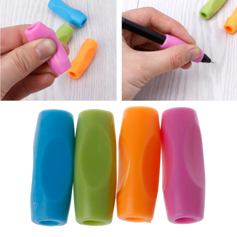 Porte-crayons en Silicone souple, 4 pièces, pour droitiers et gauchers, enfants en bas âge, adolescents, aide à l'écriture pince