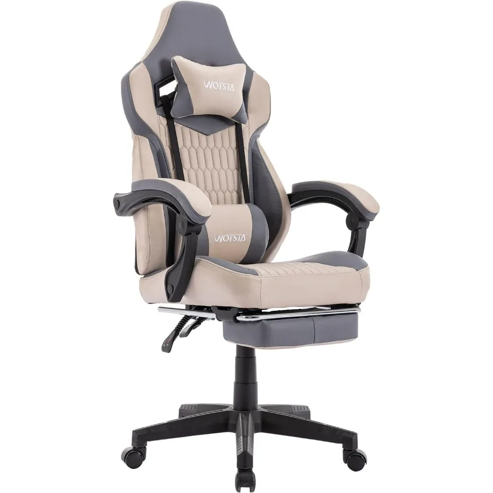 

Gaming Chair with Footrest,High Back Gaming Chairs PVC Leather Ergonomic Office Gamer Chairs Adjustable Headrest Lumbar Support