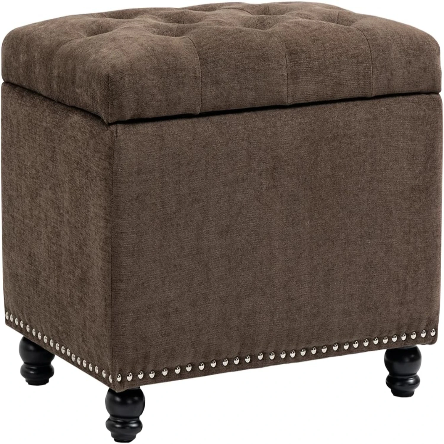 

Upholstered Tufted Ottoman, Ottoman Footstool with Safety Hinge Button-Tufted Seat, Bench for Bedroom Living Room Toy Box Br