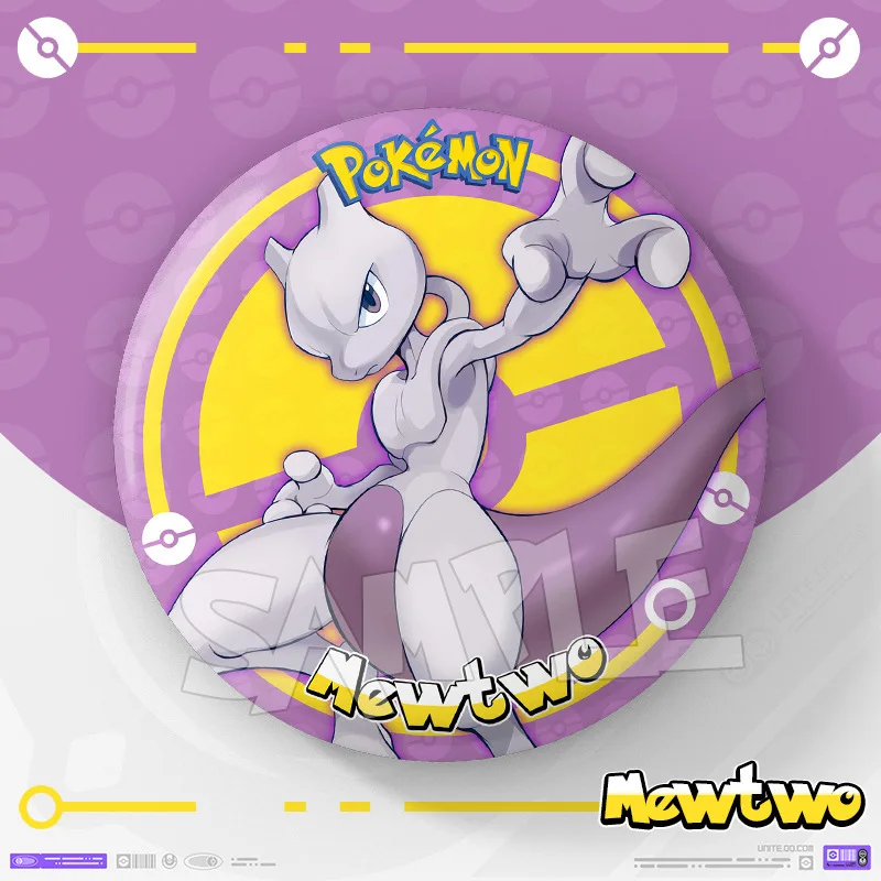 Miniso pikachu emblema anime dos desenhos animados moda charmander eevee mewtwo 75mm duplo flash emblema roupas emblema fãs coleção presente