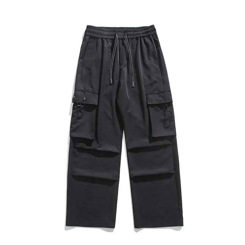 Black Cargo Pants Men Fashion Retro Pocket Casual Pants Men Japanese Streetwear Hip-hop Loose Wide Leg Pants Mens Trousers